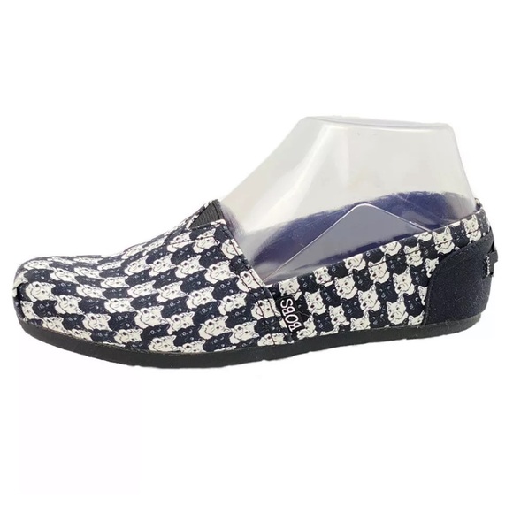 Skecher Shoes Wmn Sz 5 Bobs Schnauzer Black White AOP Slip On Loafer Memory Foam - Picture 3 of 16